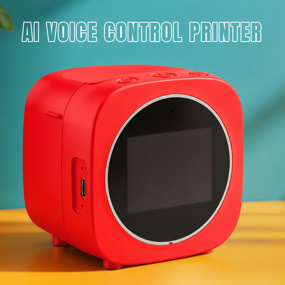 Red,cube-shaped printer for childern