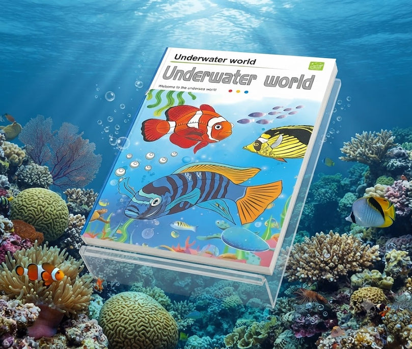 Underwater World Theme Kids Watercolor Coloring Book with Built-in Paint Palette
