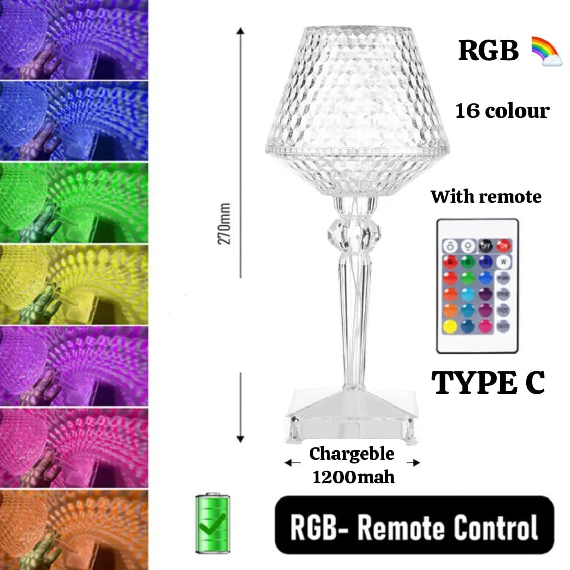 RGB LED Crystal Table Lamp for Bedroom