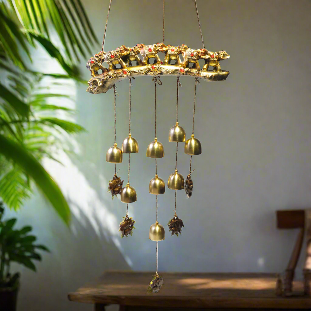 Kidsbestie-Wind Chimney Elephant with Bells for Home