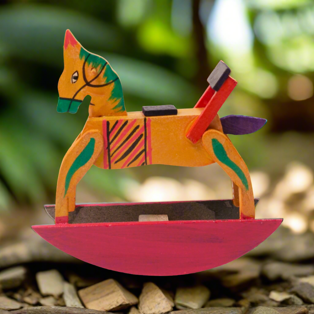 Kidsbestie-Wooden Standing Swing Horse for Home Decor