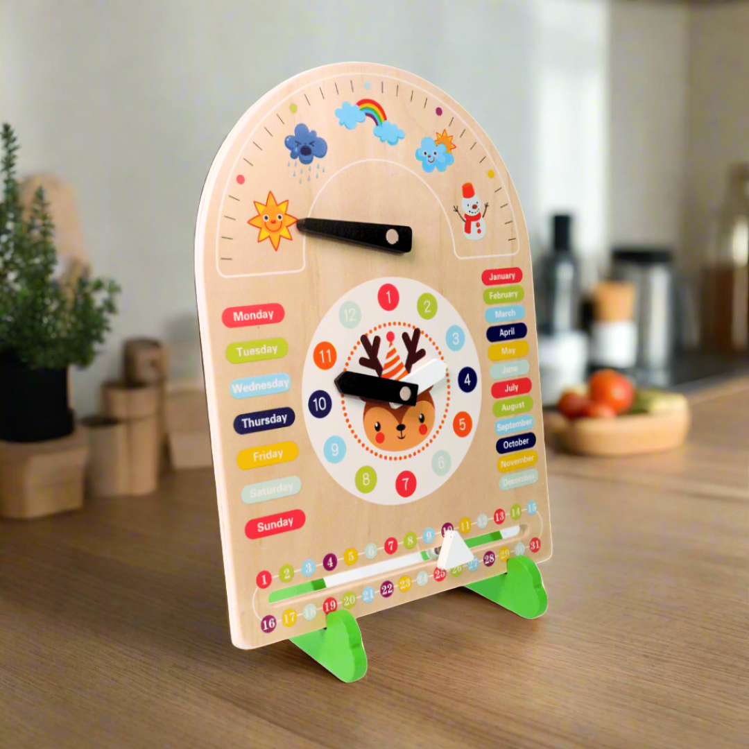 All-in-One Multifuntional Small Calendar- Learning Time, Season, Months, Week - Kids Bestie