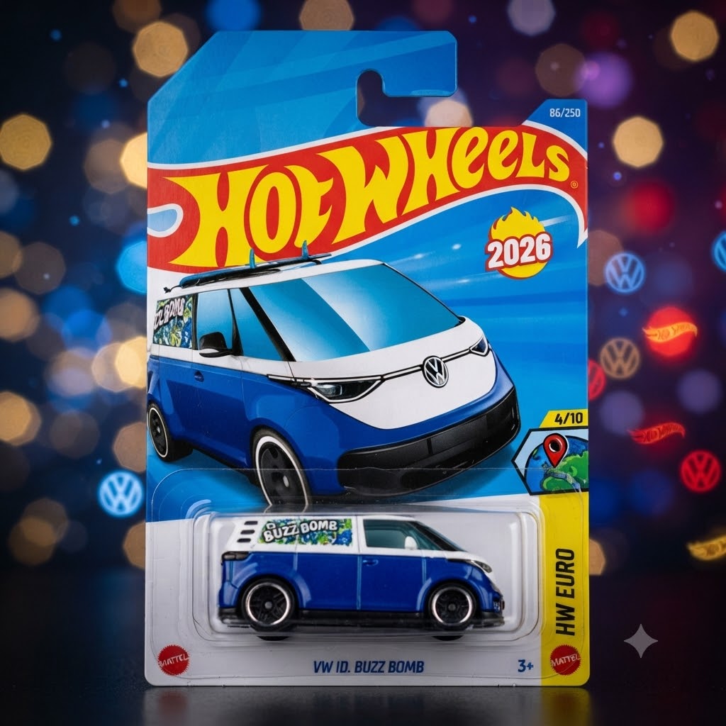 Hot Wheels HW Euro Series 2026 – VW ID. Buzz Bomb Die-Cast Toy Van(Scale 1:64)