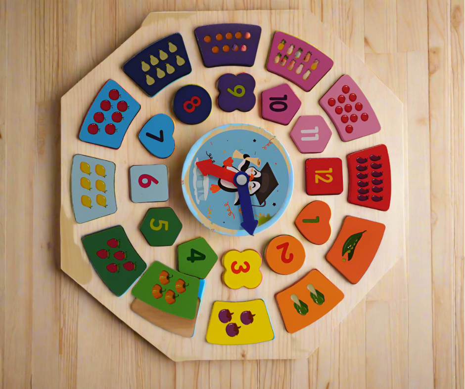 Clock and Shapes Hexagon (Big) - Kids Bestie