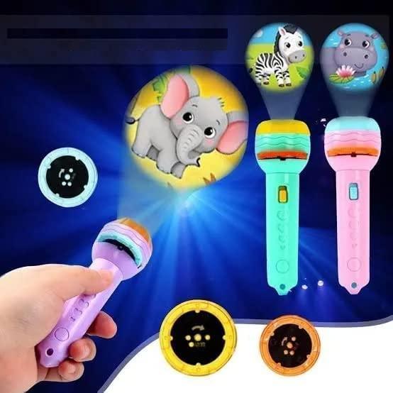Combo of 2 - Mini Flashlighht Torch Toy with 3 Slides, 24 Random Pattern - Kids Bestie