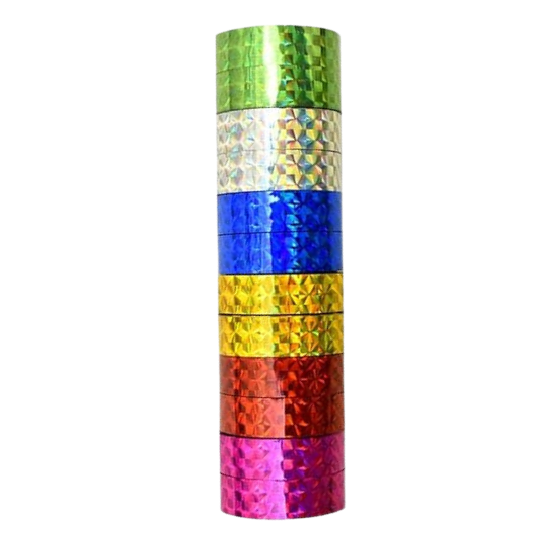 Glitter Cello Tape Pack of 12 | Decorative Sparkle Tapes for Art, Craft & Gift Wrapping | Multi-Color Roll Set