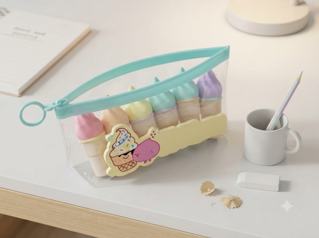 Sweet & Stylish: Pastel Ice Cream Cone Fluorescent Highlighters Set
