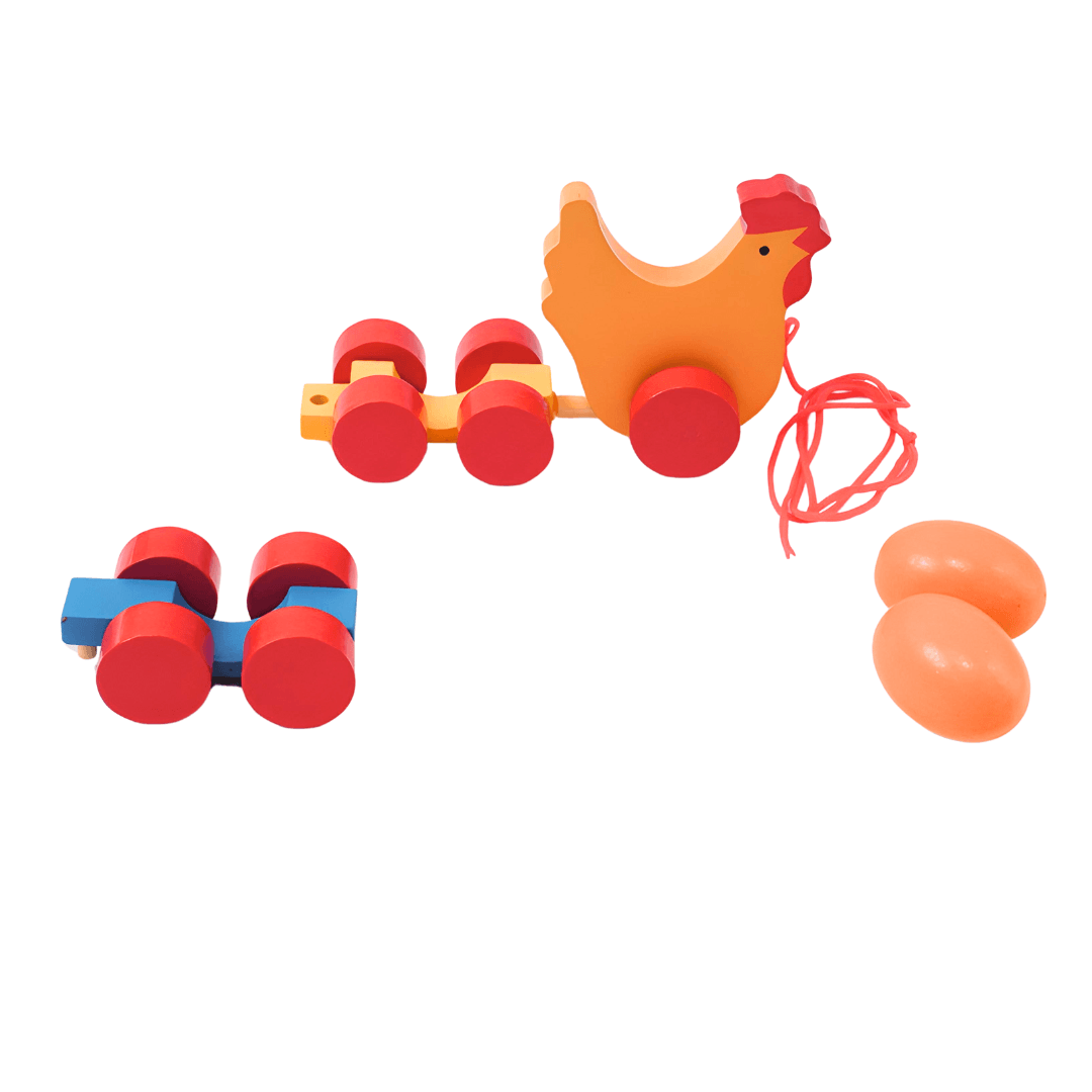 Hen with Eggs Pull Along Toy - Kids Bestie