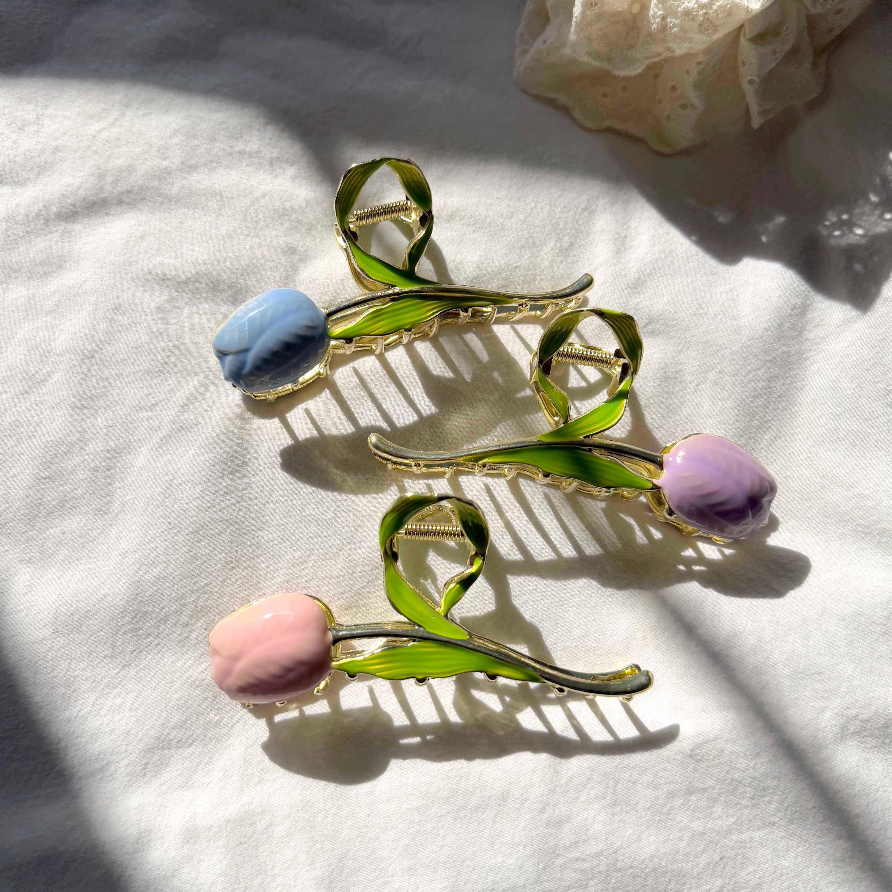 ? Elegant Purple Tulip Metal Hair Claw for Girls 