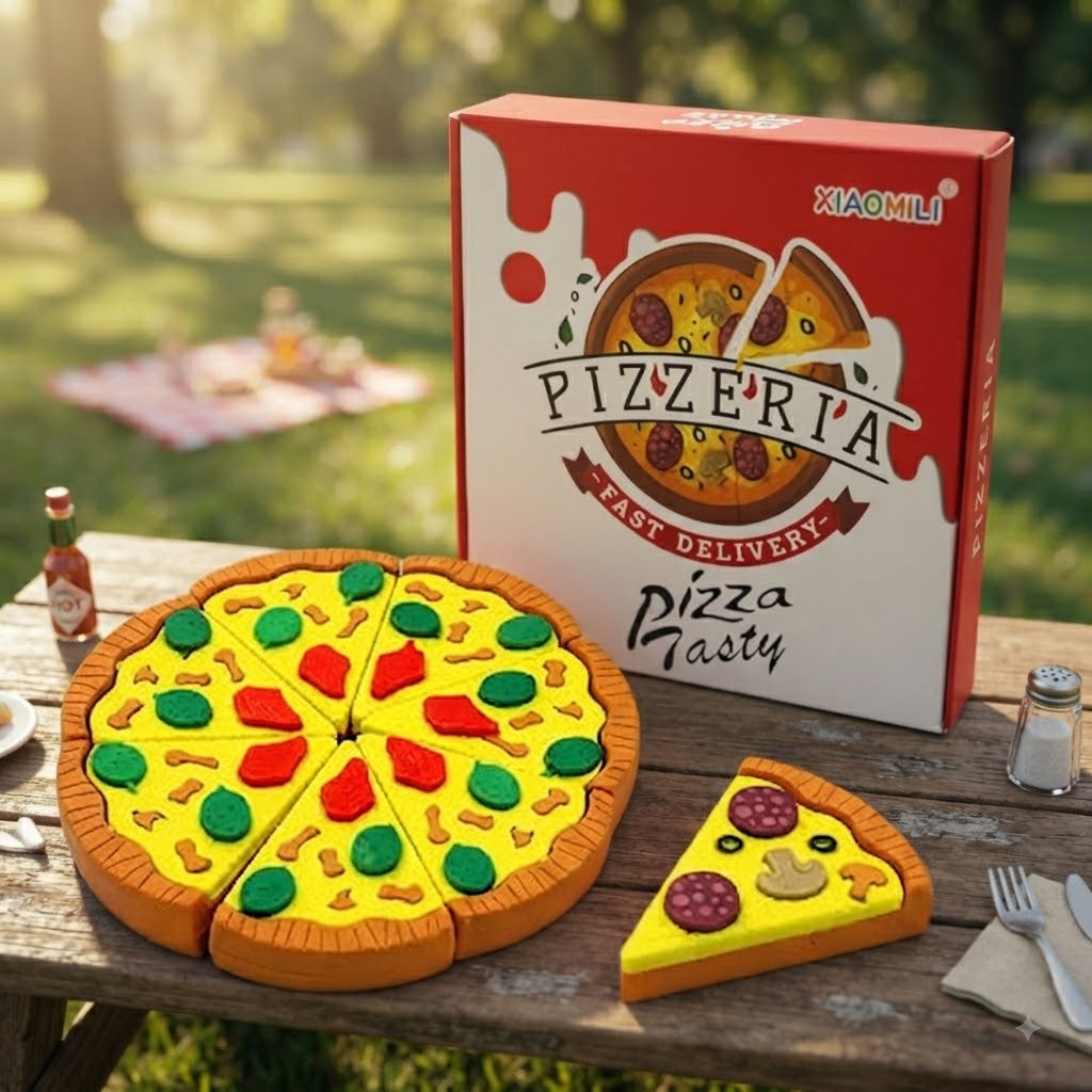 Xiaomili Pizzeria Fast Delivery Pizza Eraser Set - Fun Puzzle Toy