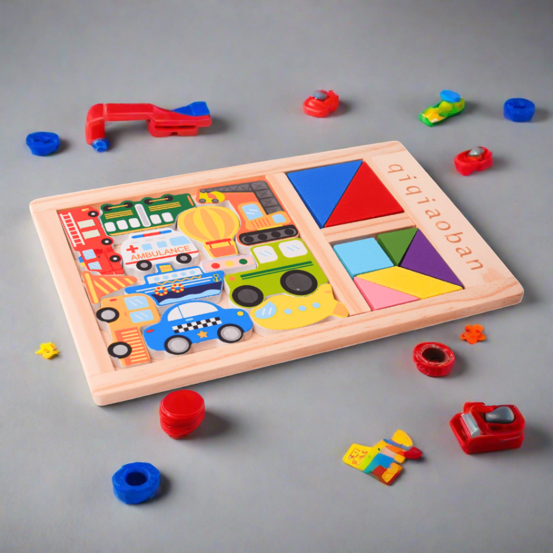 3 in 1 Puzzle Toy for Kids/Toddler Educational Tetris Puzzle Tangram ...