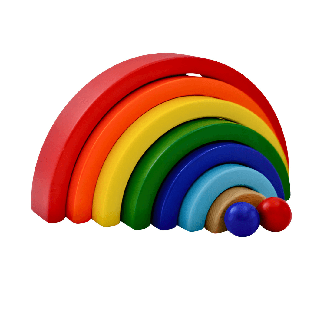Rainbow Stackers | Wooden Stacking Toys for Kids Toddlers - Kids Bestie