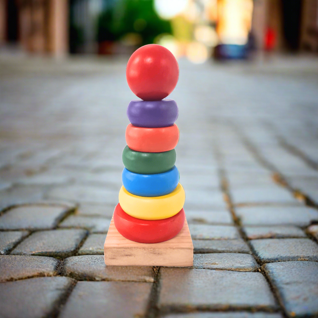 Rainbow Tower Stack Up, Stacking Rings Toy for 3+ yrs - Kids Bestie