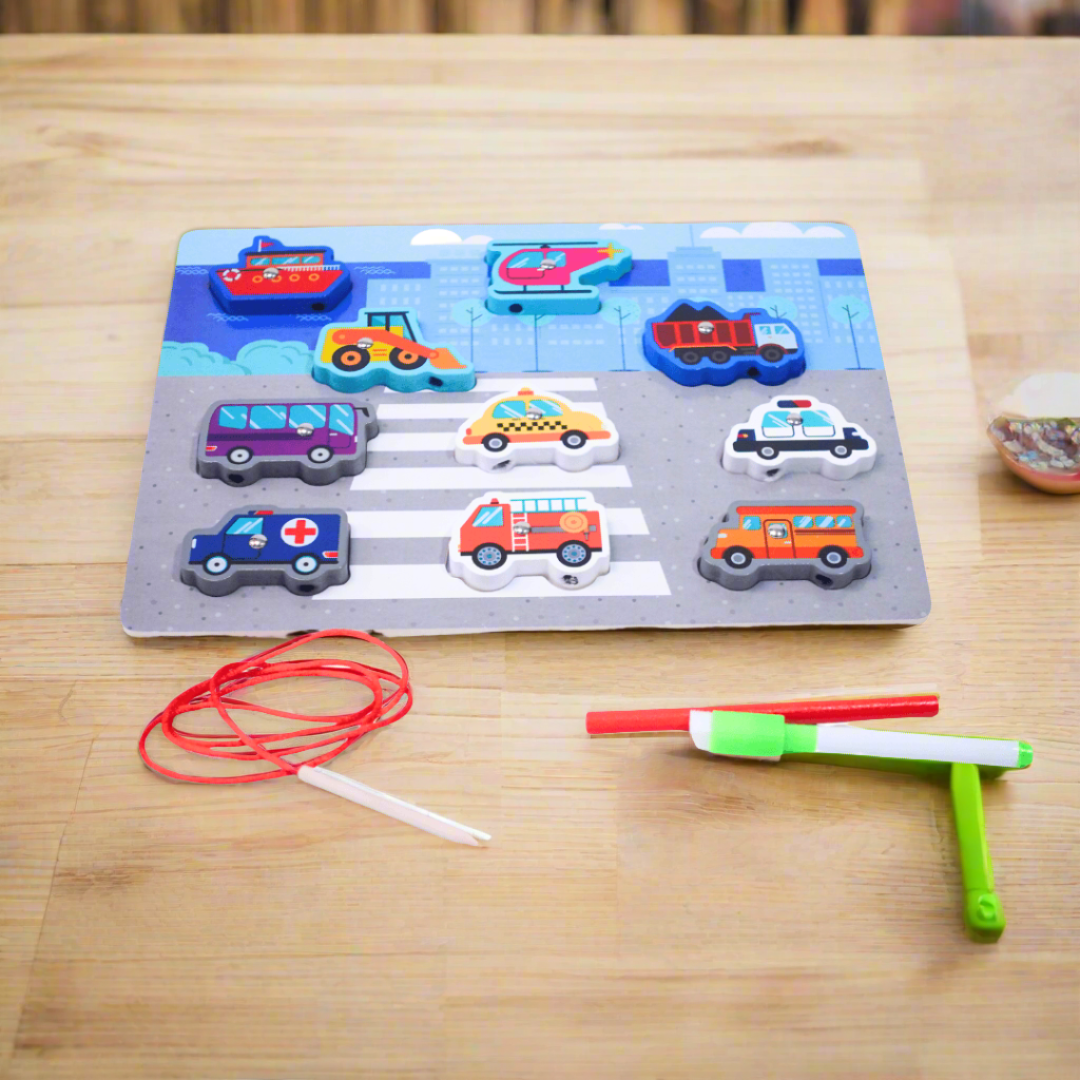 Vehicles/ Animals/ vegetables wooden board puzzle + whiteboard & marker + stylus+ magnetic pen(Random design will be send) - Kids Bestie