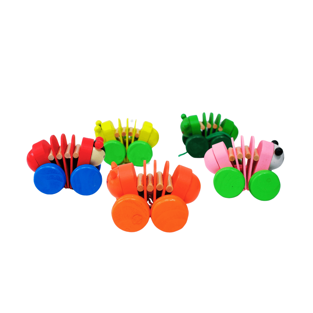 Walk-A-Long Wooden caterpillar pull Along Toy for 12 Months -1 Piece(Random design will be send) - Kids Bestie
