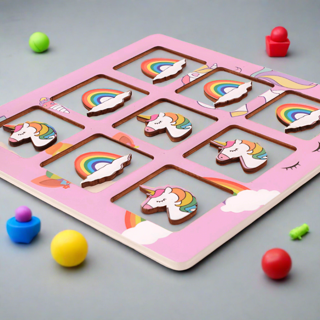 XOX Game Board-Hulk, ironman/unicorn, rainbow-1 Board(Random design will be send) - Kids Bestie