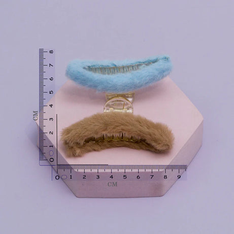 Soft Faux Fur Hair Claw Clip (Random Colour) | Elegant Plush Finish Strong Grip Hair Accessory - 1 Unit