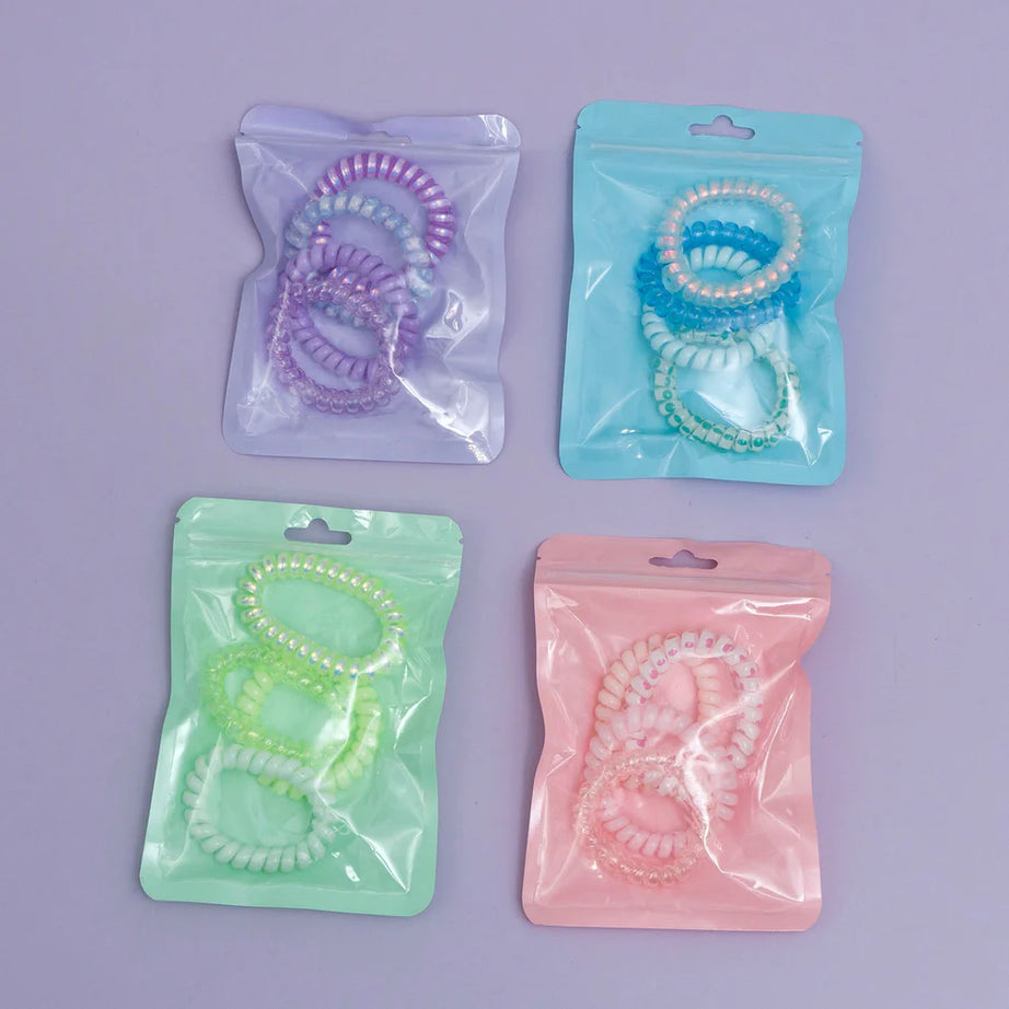 Spiral Hair Bands Collection | Smooth-Grip Stretchable Hair Accessories – Assorted Shades (1 Pack - Random Colour)