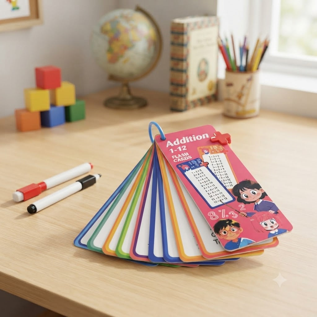 Kids Math Flash Cards Set (1-12) - Interactive Learning & Practice Bundle