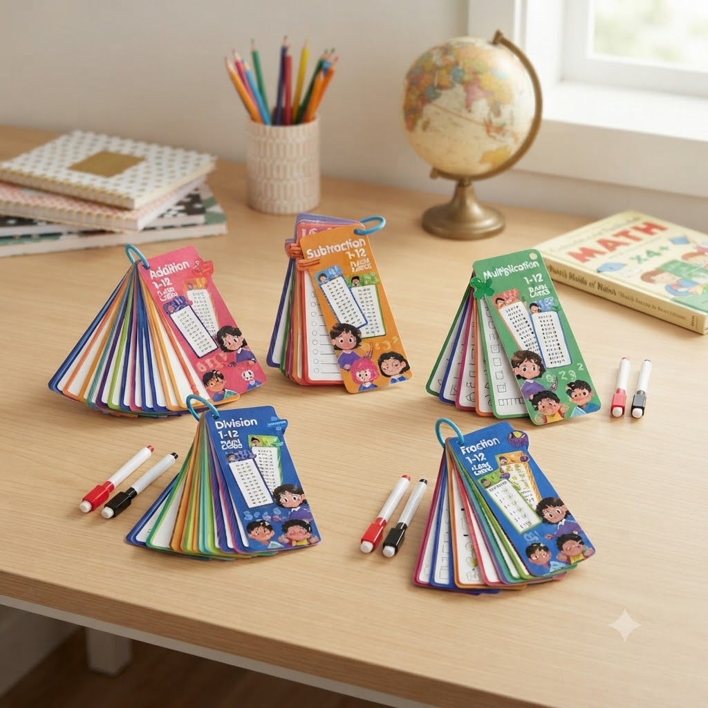 Kids Math Flash Cards Set (1-12) - Interactive Learning & Practice Bundle