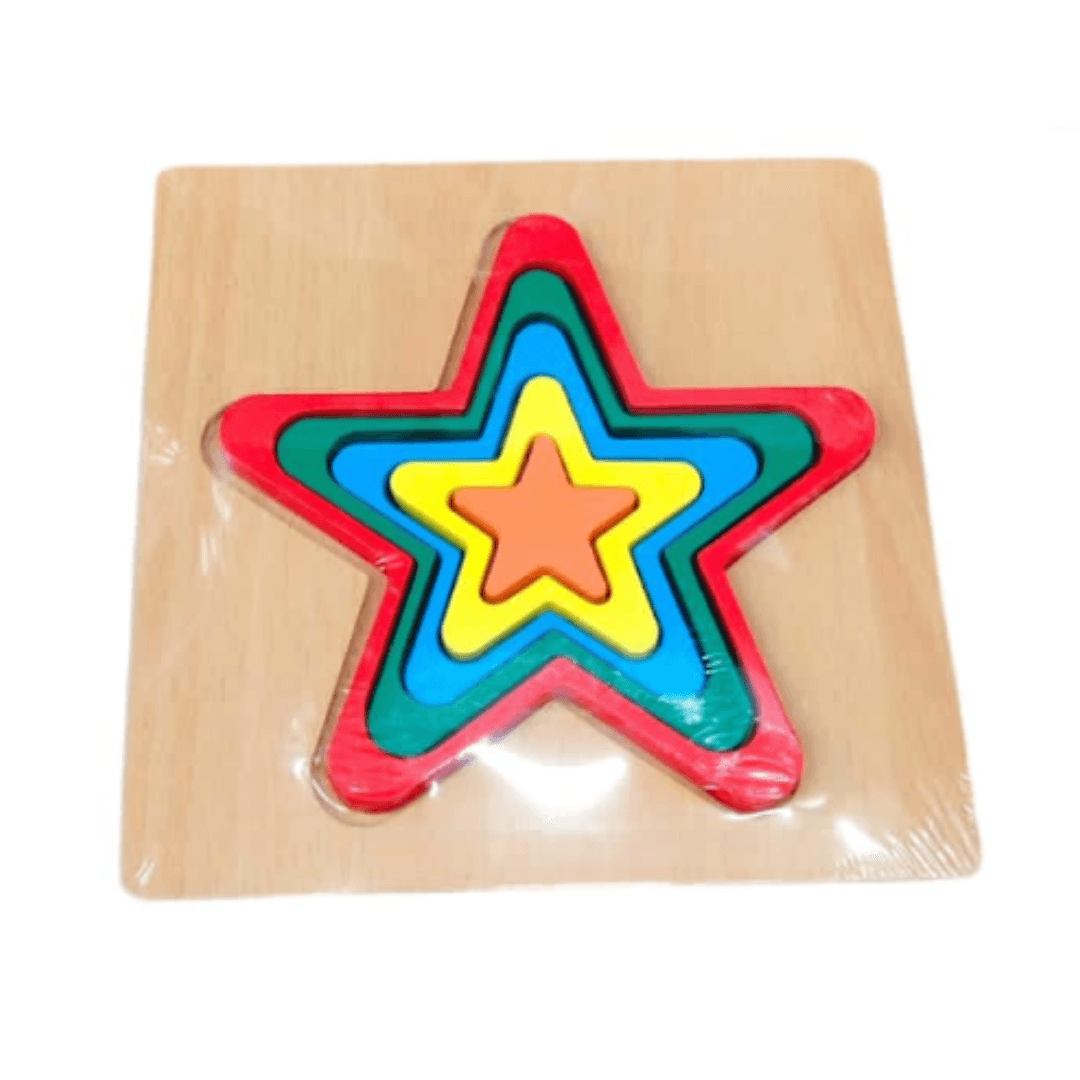 1 Piece Shapes Wooden Puzzle(Random design will be send) - Kids Bestie
