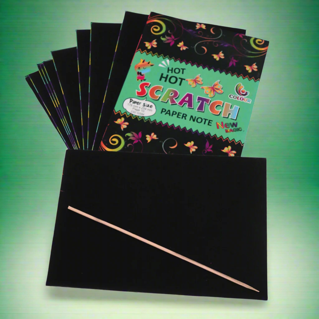 1 Scratch Notebook of 10 Pages- 178mm*254mm (Random design will be send) - Kids Bestie