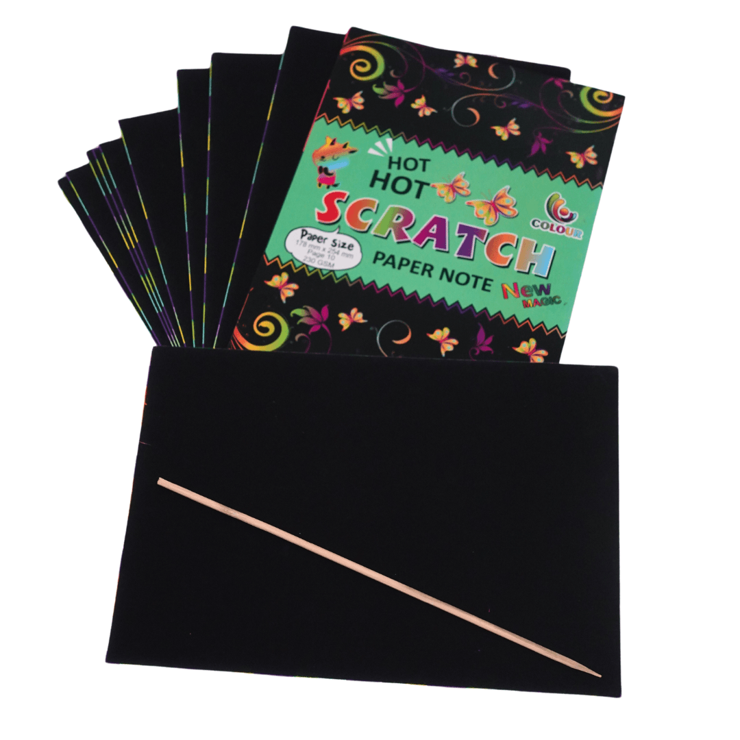 1 Scratch Notebook of 10 Pages- 178mm*254mm (Random design will be send) - Kids Bestie