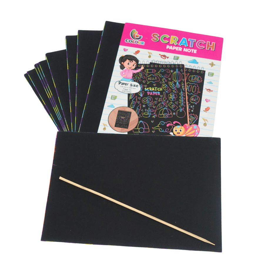1 Scratch Notebook of 10 Pages- 178mm*254mm (Random design will be send) - Kids Bestie