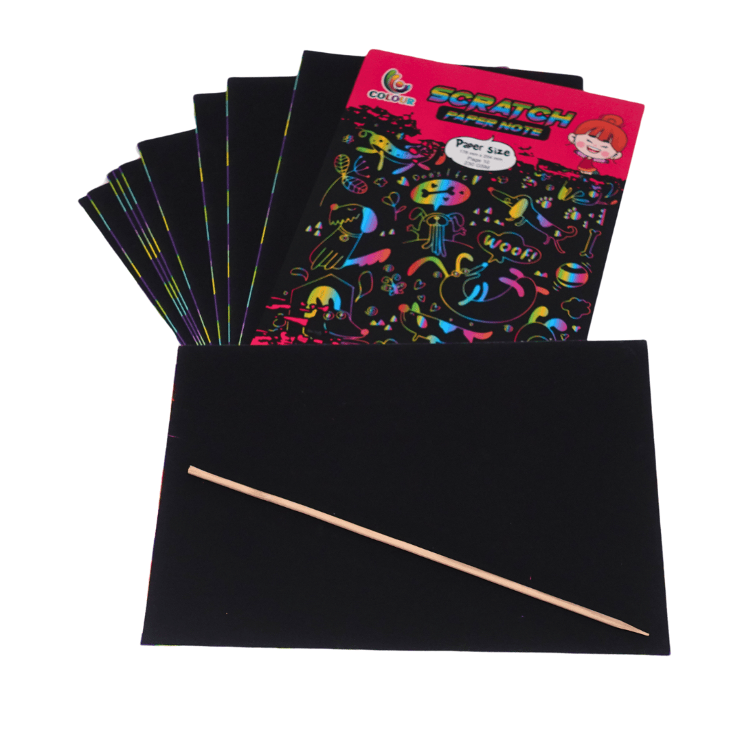 1 Scratch Notebook of 10 Pages- 178mm*254mm (Random design will be send) - Kids Bestie