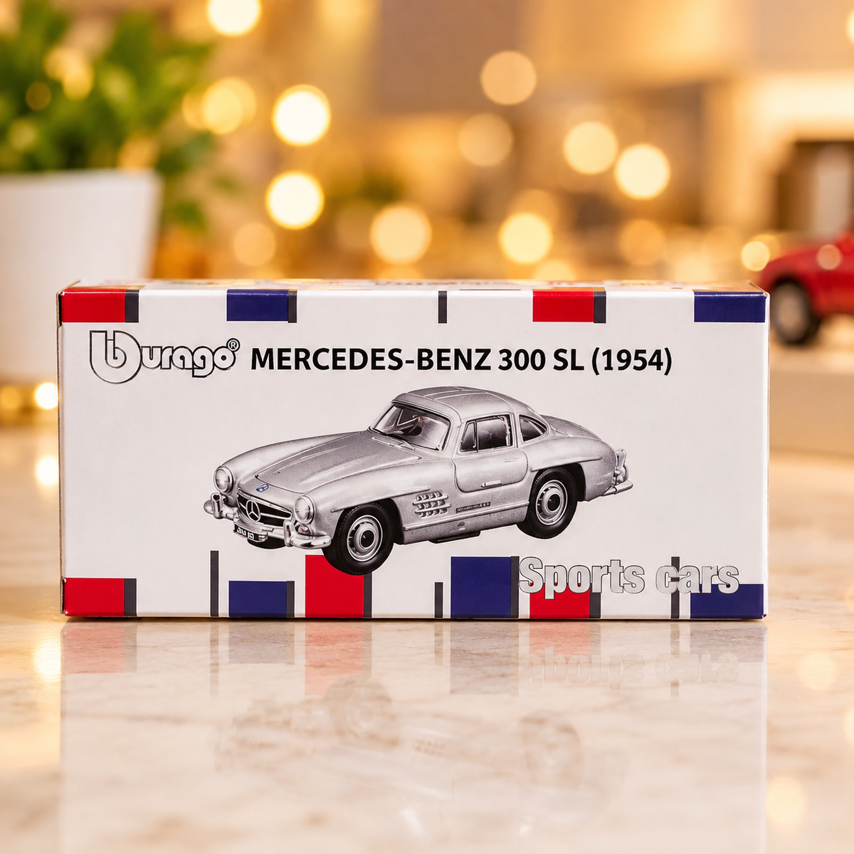 Bburago Mercedes-Benz 300 SL (1954) Classic Die-Cast Model Car – Silver Collectible Sports Car