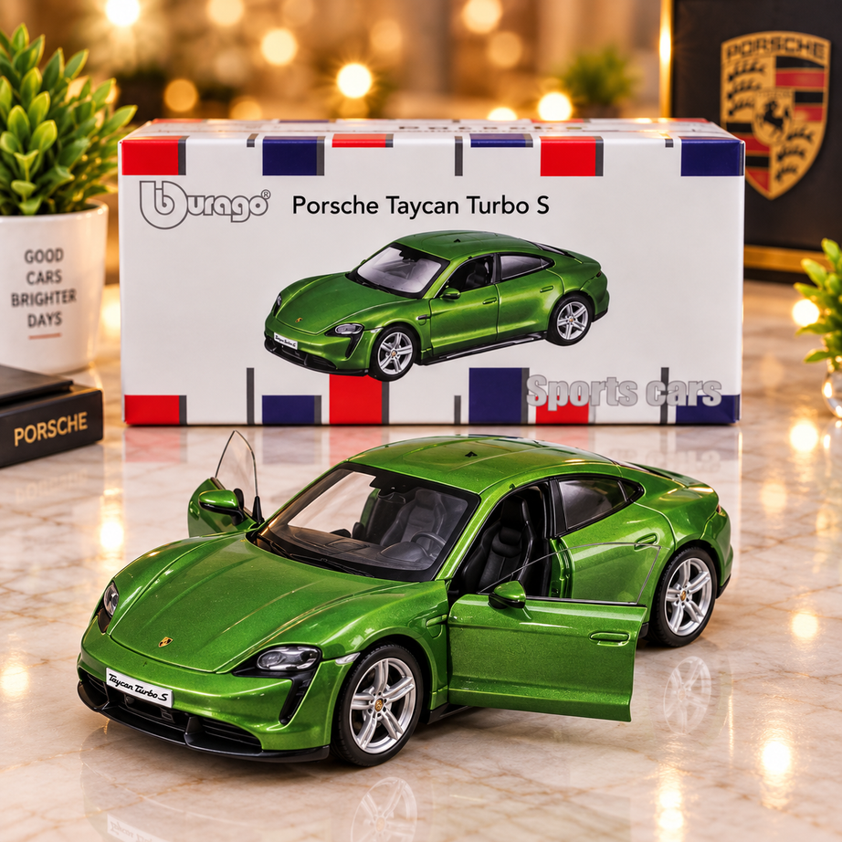 Bburago Porsche Taycan Turbo S Die-Cast Model Car – Premium Sports Car Collectible