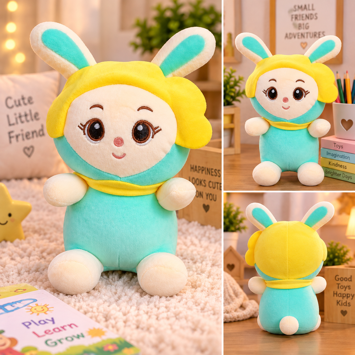 Cute Bunny Doll Soft Plush Toy – Colorful Cuddly Rabbit Stuffed Toy for Kids
