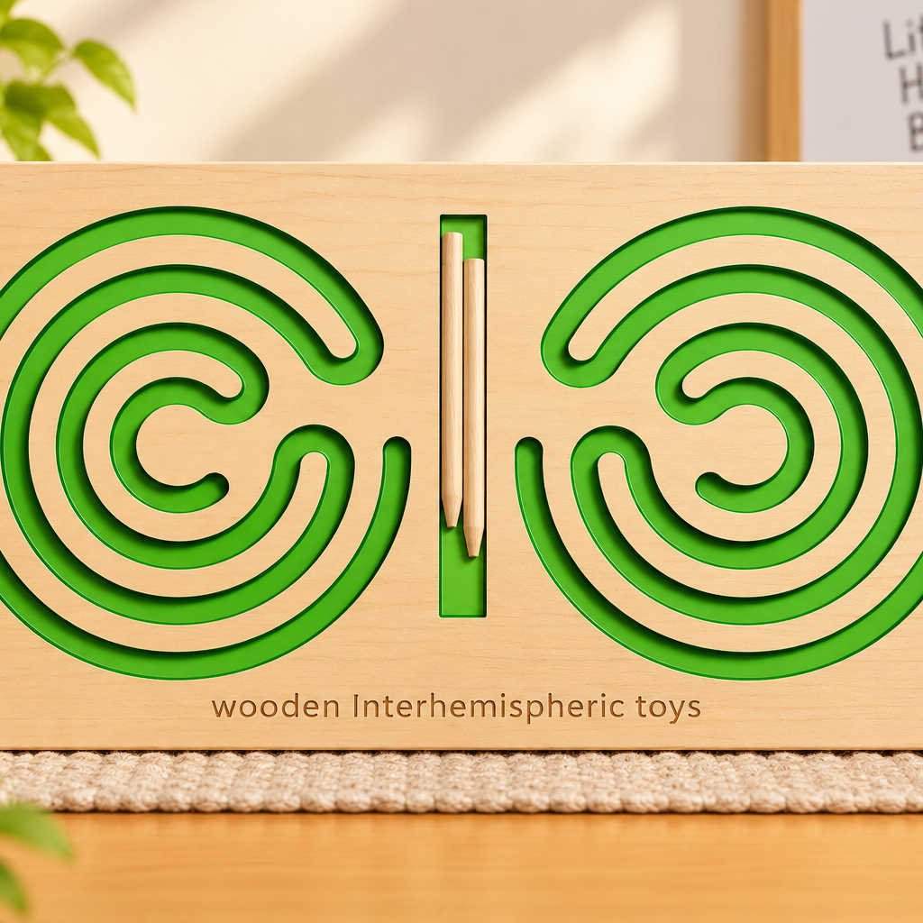 Wooden Interhemispheric Tracing Maze Board – Dual-Hand Brain Coordination & Pre-Writing Skill Activity Toy for Kids