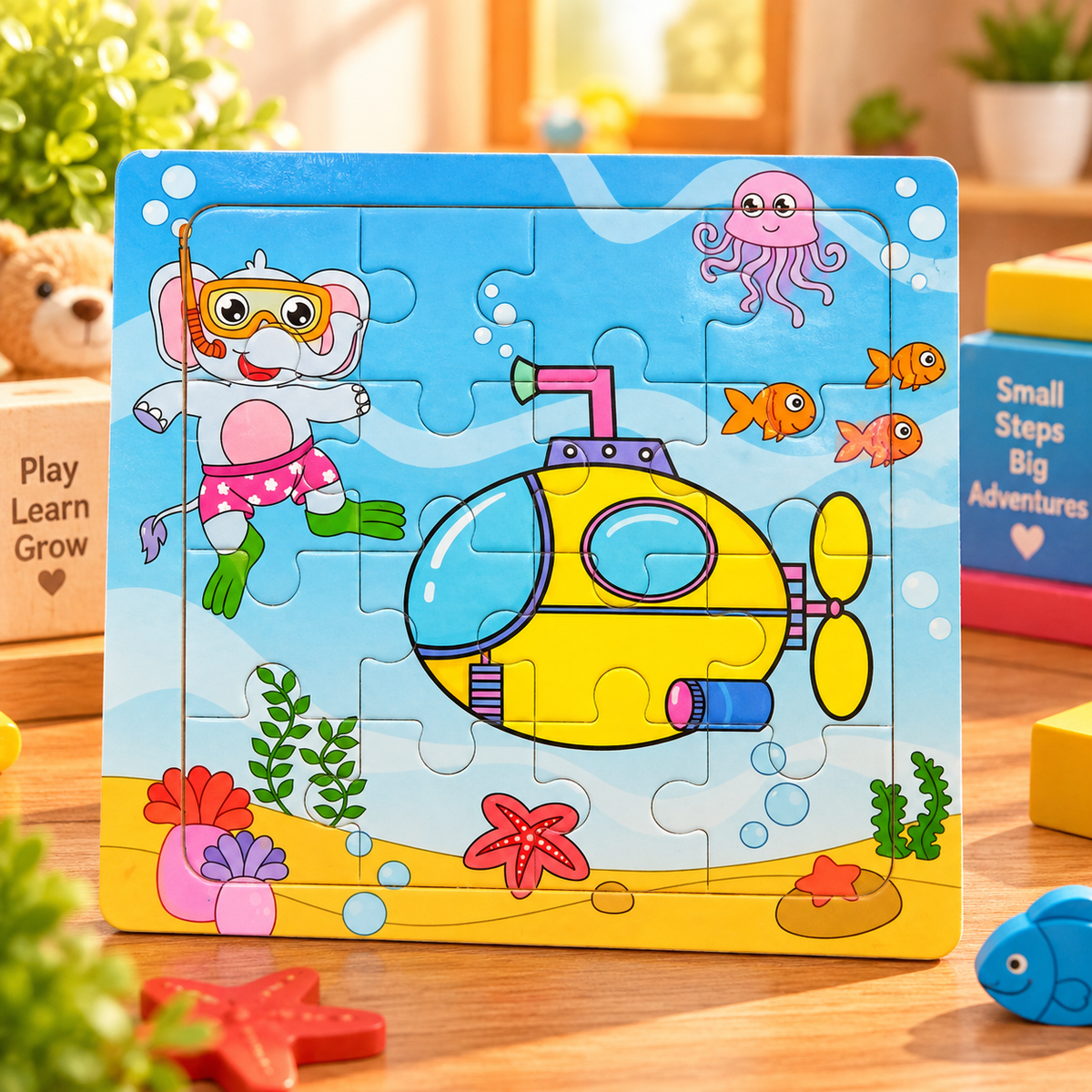Kids Wooden Jigsaw Puzzle – Colorful Educational Picture Puzzle for Early Learning & Brain Development