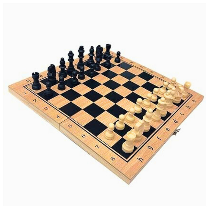 Handmade Small Wooden Folding Travel Chess Set | 23x23cm Classic Board Game