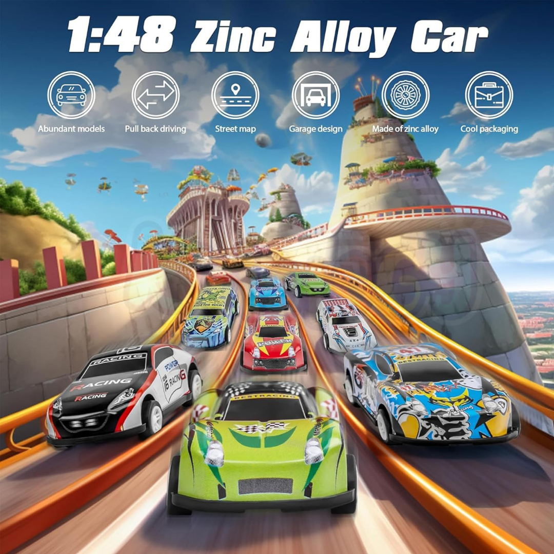 48-Piece Pull Back Car Set | Mini Racing Toy Vehicles for Kids 3+ | Bulk Cars & Trucks | Fun Learning Toys & Birthday Gifts for Boys & Girls