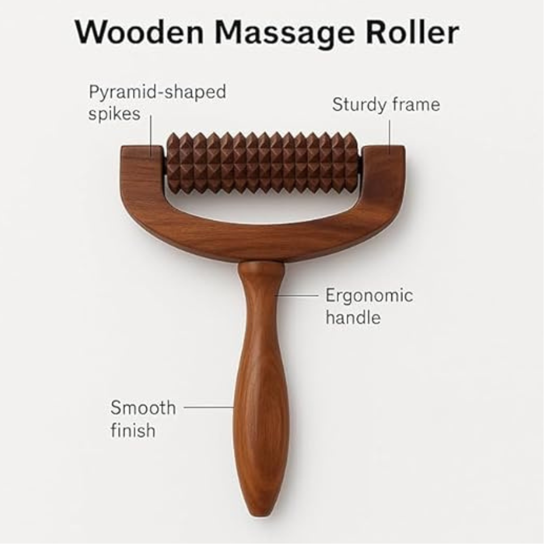Wooden Body Massage Roller | Hand-Held Stress Relief Tool