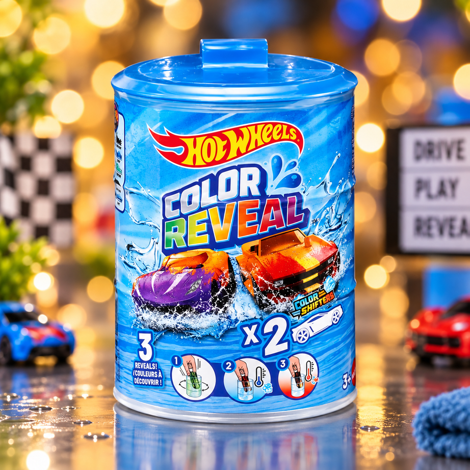 Hot Wheels Color Reveal 2-Car Surprise Pack – Colour Changing Die-Cast Cars with Reveal Container
