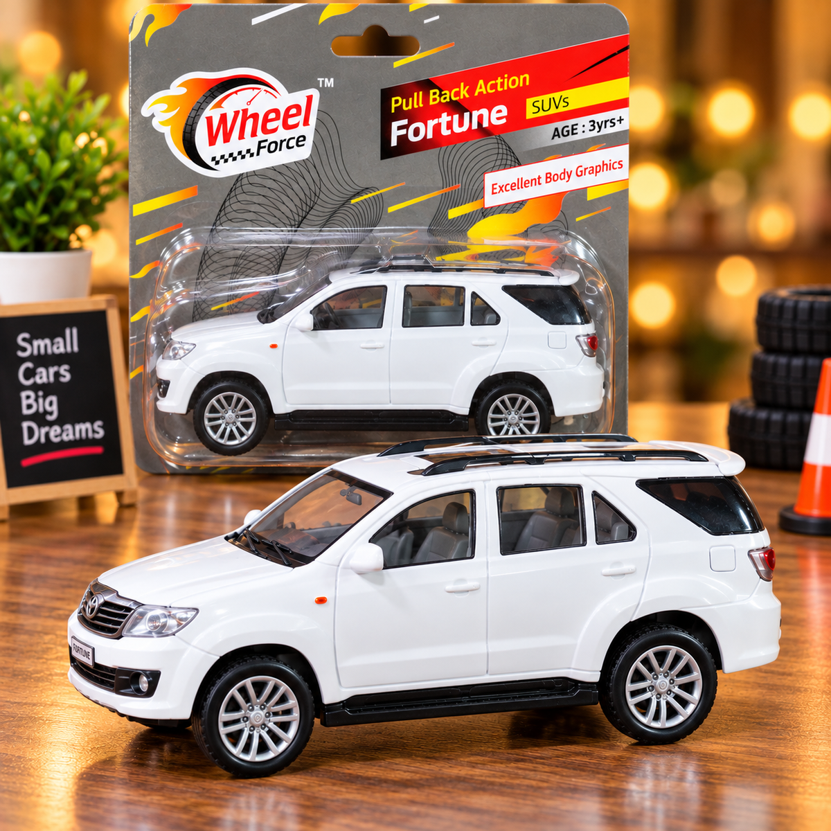 Wheel Force Fortune SUV Pull Back Toy Car – Realistic Miniature SUV with Detailed Body Design | 3 Years+ | White