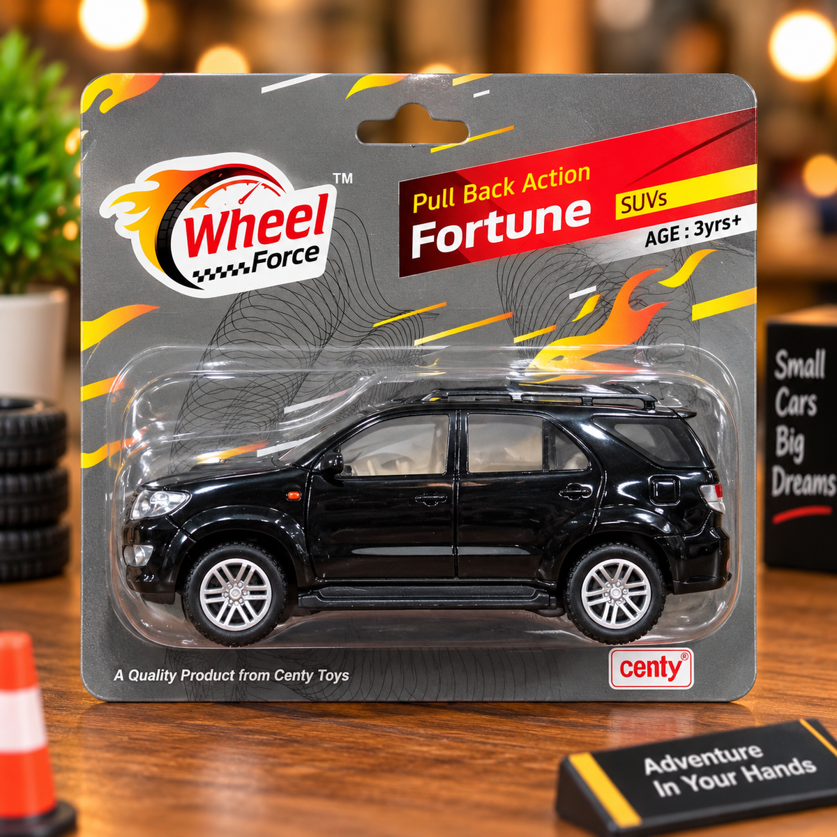 Wheel Force Fortune SUV Pull Back Toy Car – Realistic Miniature SUV with Detailed Body & Smooth Wheels | Black | 3 Years+