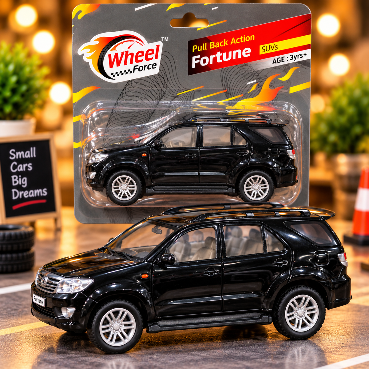 Wheel Force Fortune SUV Pull Back Toy Car – Realistic Miniature SUV with Detailed Body & Smooth Wheels | Black | 3 Years+