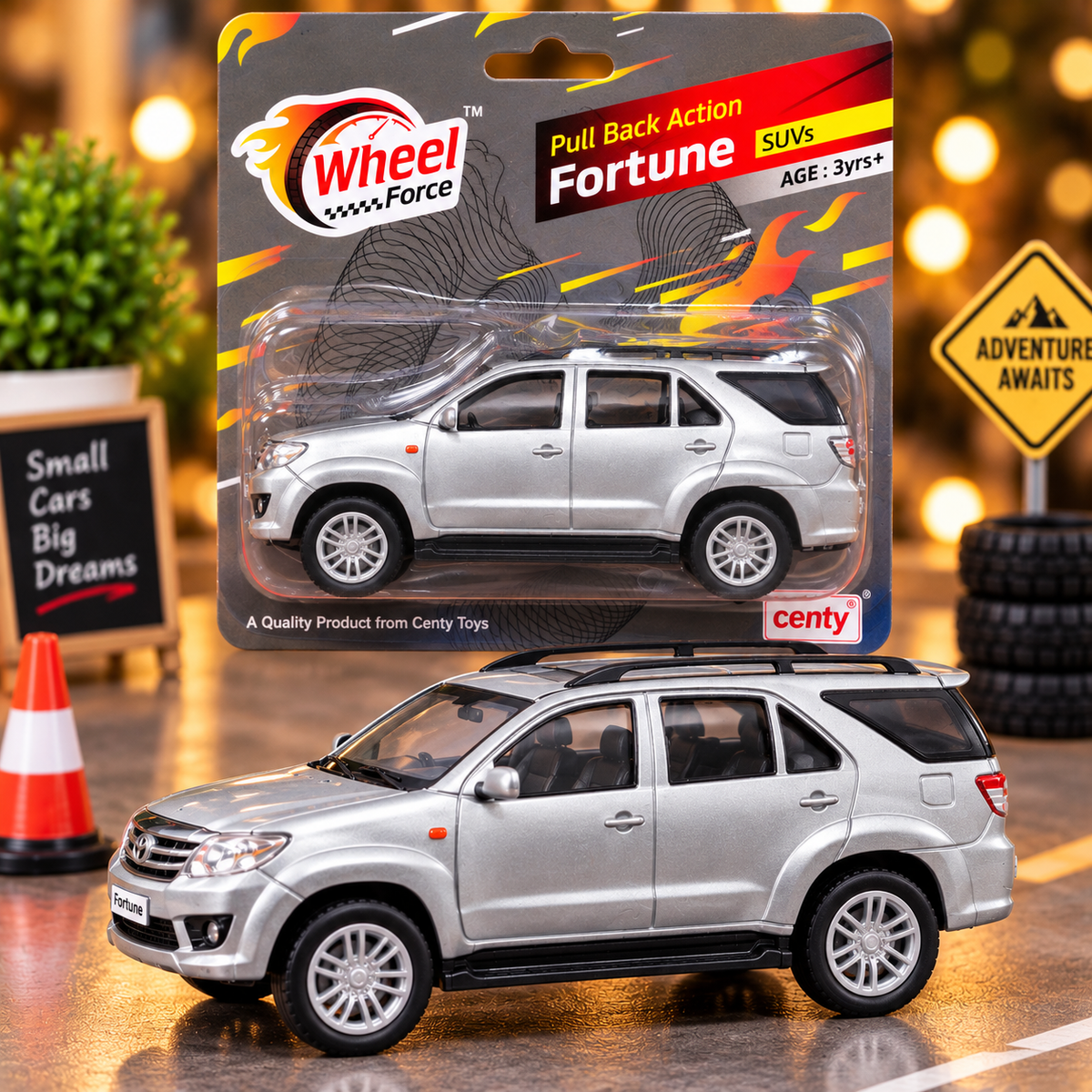 Wheel Force Fortune SUV Pull Back Toy Car – Realistic Miniature SUV with Detailed Body & Smooth Wheels | Silver | 3 Years+