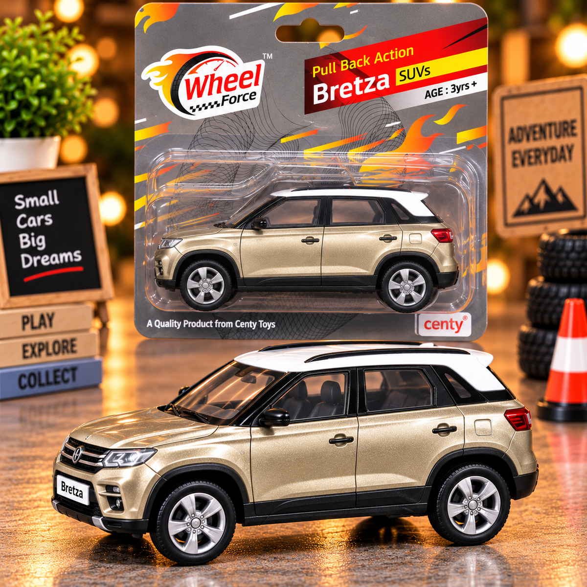 Wheel Force Bretza SUV Pull Back Toy Car – Realistic Miniature SUV with Smooth Rolling Wheels | 3 Years+