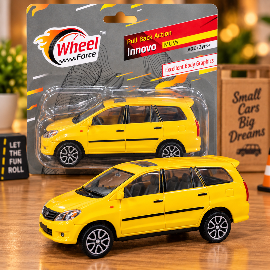 Wheel Force Innovo MUV Pull Back Toy Car – Realistic Miniature Vehicle for Kids | Yellow
