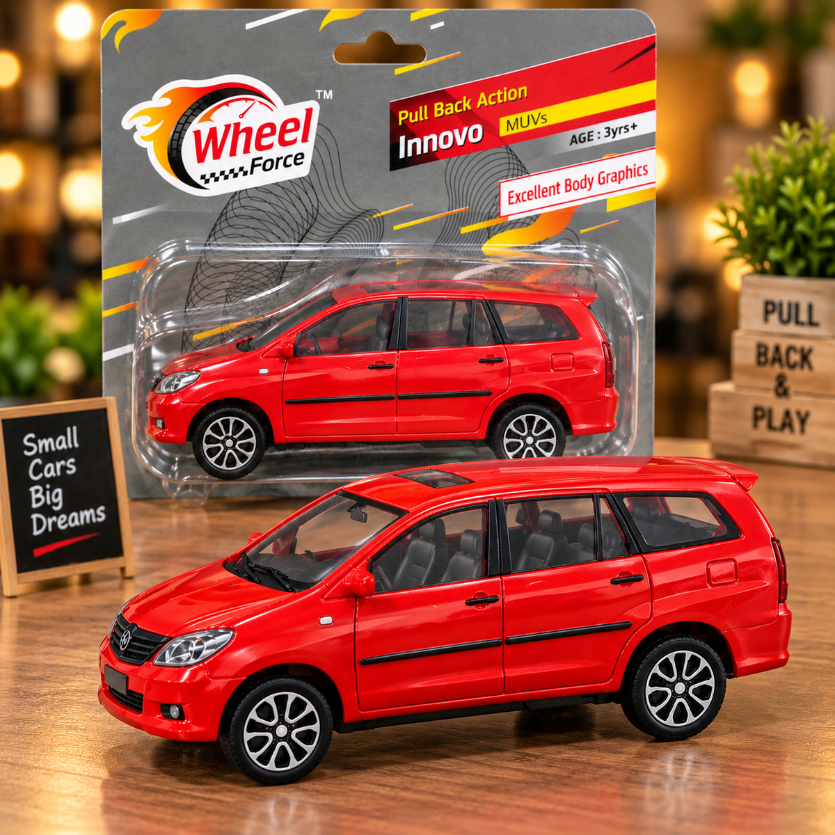 Wheel Force Innovo MUV Pull Back Toy Car – Realistic Miniature Car with Detailed Body & Smooth Wheels | Red | 3 Years+