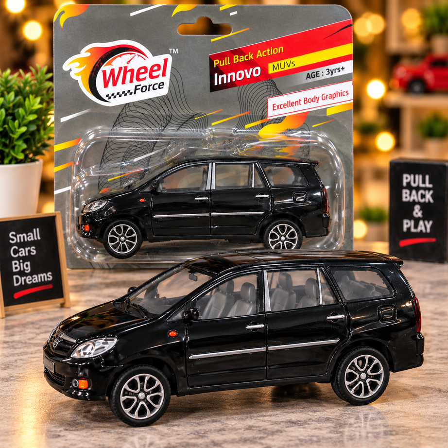 Wheel Force Innovo MUV Pull Back Toy Car – Realistic Miniature Vehicle with Smooth Wheels | Black | 3 Years+
