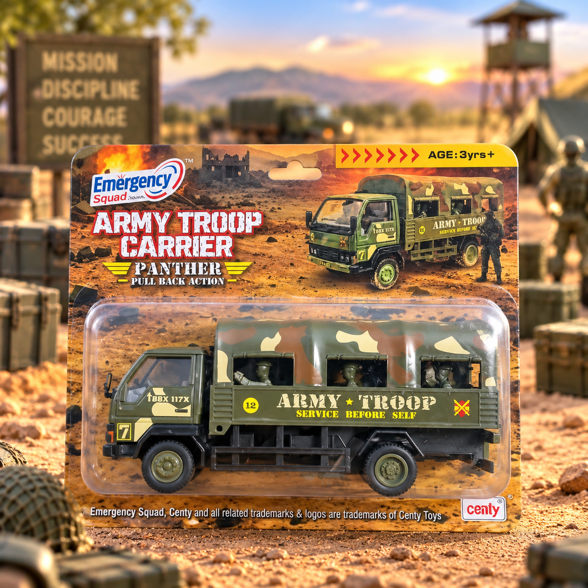 Centy Emergency Squad Army Troop Carrier Military Truck Toy – Pull Back Action Vehicle for Kids