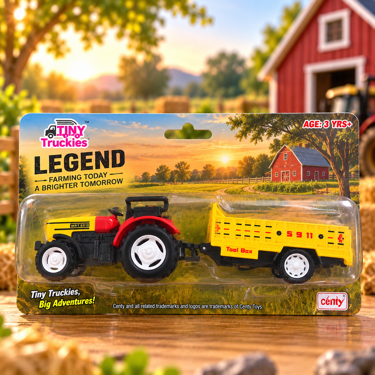 Centy Tiny Truckies Legend Tractor with Tool Box Trailer Toy for Kids | Farm Vehicle Toy | Age 3+ Years