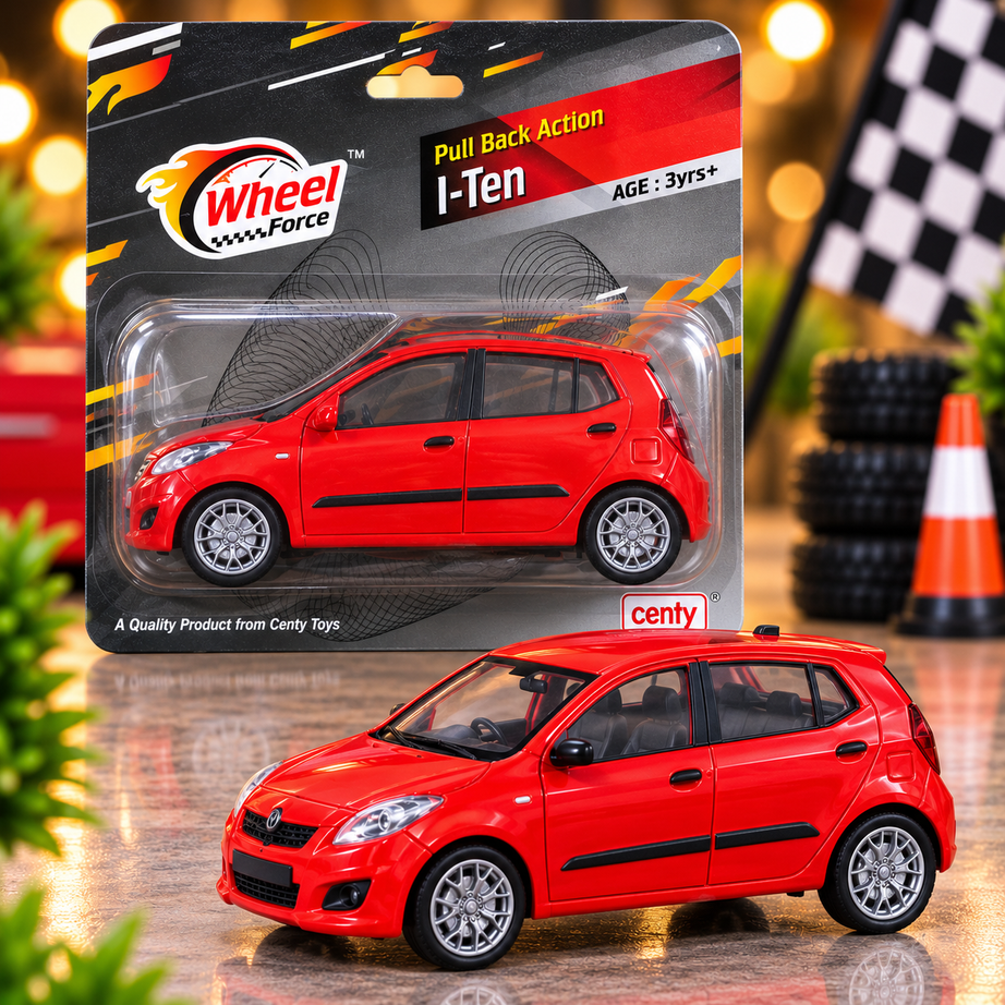 Centy Wheel Force I-Ten Toy Car – Red Pull Back Action Miniature Hatchback Car for Kids | Ages 3+