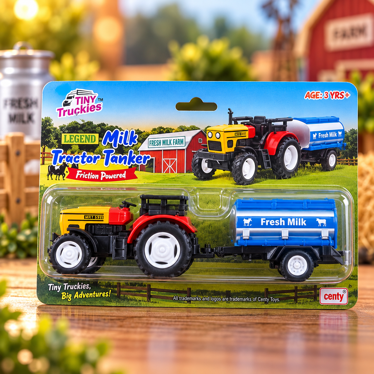Centy Tiny Truckies Legend Milk Tractor Tanker Toy – Friction Powered Farm Vehicle with Fresh Milk Tanker for Kids | 3+ Years